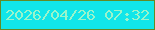 文字の大きさ：1、枠の色：638a25、背景の色：11e6e9、文字の色：9af4cb 無料ブログパーツのブログ時計