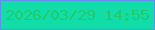 文字の大きさ：1、枠の色：638bf0、背景の色：11dda8、文字の色：21ca6b 無料ブログパーツのブログ時計