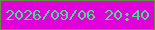 文字の大きさ：2、枠の色：638c45、背景の色：e001d9、文字の色：48dc8b 無料ブログパーツのブログ時計