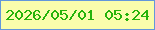 文字の大きさ：5、枠の色：6397db、背景の色：fafdac、文字の色：26b30a 無料ブログパーツのブログ時計