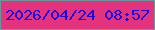 文字の大きさ：1、枠の色：639a9e、背景の色：e5327c、文字の色：1a0adf 無料ブログパーツのブログ時計