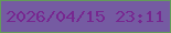 文字の大きさ：3、枠の色：639b59、背景の色：755ba2、文字の色：772790 無料ブログパーツのブログ時計