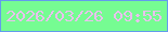 文字の大きさ：4、枠の色：639bed、背景の色：76fc92、文字の色：e9c1ee 無料ブログパーツのブログ時計