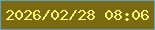 文字の大きさ：4、枠の色：639ec0、背景の色：7a6a12、文字の色：fbf674 無料ブログパーツのブログ時計