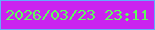 文字の大きさ：2、枠の色：63abfc、背景の色：ca23ef、文字の色：60fd5c 無料ブログパーツのブログ時計