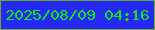 文字の大きさ：5、枠の色：63af29、背景の色：2628f9、文字の色：09ee0f 無料ブログパーツのブログ時計