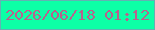 文字の大きさ：1、枠の色：63b2b3、背景の色：0dffa6、文字の色：b9628d 無料ブログパーツのブログ時計