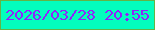 文字の大きさ：4、枠の色：63b445、背景の色：04fdbd、文字の色：9222fb 無料ブログパーツのブログ時計