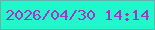 文字の大きさ：4、枠の色：63b4a8、背景の色：22f6cb、文字の色：9f37c9 無料ブログパーツのブログ時計