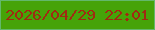 文字の大きさ：4、枠の色：63b86b、背景の色：46a308、文字の色：a02a12 無料ブログパーツのブログ時計
