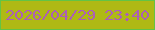 文字の大きさ：2、枠の色：63c445、背景の色：afb914、文字の色：ac5fb7 無料ブログパーツのブログ時計