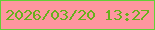 文字の大きさ：1、枠の色：63cf36、背景の色：fe969f、文字の色：67b01c 無料ブログパーツのブログ時計