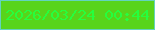 文字の大きさ：1、枠の色：63d3be、背景の色：58d41b、文字の色：26fe3d 無料ブログパーツのブログ時計