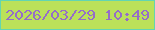 文字の大きさ：2、枠の色：63d5b1、背景の色：bbe159、文字の色：956dc8 無料ブログパーツのブログ時計