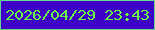 文字の大きさ：2、枠の色：63d992、背景の色：3e01c6、文字の色：6af645 無料ブログパーツのブログ時計