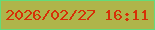 文字の大きさ：3、枠の色：63dc7a、背景の色：afb54a、文字の色：d63007 無料ブログパーツのブログ時計