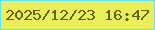 文字の大きさ：5、枠の色：63e2f7、背景の色：eaef57、文字の色：625f19 無料ブログパーツのブログ時計