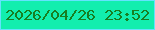 文字の大きさ：1、枠の色：63e3fd、背景の色：12eeae、文字の色：177f21 無料ブログパーツのブログ時計