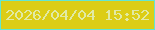 文字の大きさ：4、枠の色：63e6d1、背景の色：dccd16、文字の色：e1eaa4 無料ブログパーツのブログ時計