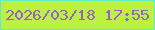 文字の大きさ：4、枠の色：63eacd、背景の色：bbf142、文字の色：9861c4 無料ブログパーツのブログ時計