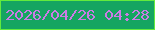 文字の大きさ：2、枠の色：63eb3d、背景の色：15a561、文字の色：cb7ce6 無料ブログパーツのブログ時計