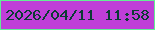 文字の大きさ：1、枠の色：63ed95、背景の色：bf3ed8、文字の色：0a3c33 無料ブログパーツのブログ時計