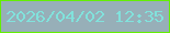 文字の大きさ：4、枠の色：63ef00、背景の色：97afb8、文字の色：81e2dc 無料ブログパーツのブログ時計