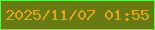 文字の大きさ：4、枠の色：63f24c、背景の色：687b12、文字の色：e6a417 無料ブログパーツのブログ時計