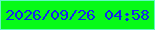 文字の大きさ：5、枠の色：63f8c2、背景の色：07fa17、文字の色：1425ee 無料ブログパーツのブログ時計