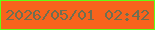 文字の大きさ：5、枠の色：63fc15、背景の色：f8631c、文字の色：6f6f51 無料ブログパーツのブログ時計