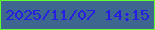 文字の大きさ：4、枠の色：63fd35、背景の色：3d678e、文字の色：271ce1 無料ブログパーツのブログ時計
