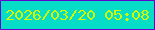 文字の大きさ：1、枠の色：6402cf、背景の色：06ddc6、文字の色：d3fc00 無料ブログパーツのブログ時計