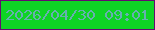 文字の大きさ：5、枠の色：640b70、背景の色：0ed425、文字の色：66b0b0 無料ブログパーツのブログ時計