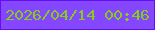 文字の大きさ：5、枠の色：640fed、背景の色：8447ff、文字の色：86cc1a 無料ブログパーツのブログ時計