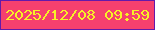 文字の大きさ：3、枠の色：6419aa、背景の色：f5406e、文字の色：f7f127 無料ブログパーツのブログ時計