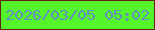 文字の大きさ：4、枠の色：642312、背景の色：54f32a、文字の色：638dc2 無料ブログパーツのブログ時計