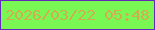 文字の大きさ：5、枠の色：642ab9、背景の色：79f753、文字の色：d1ac52 無料ブログパーツのブログ時計