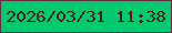 文字の大きさ：2、枠の色：642c40、背景の色：04c970、文字の色：472315 無料ブログパーツのブログ時計