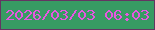 文字の大きさ：2、枠の色：643562、背景の色：379b63、文字の色：e657e1 無料ブログパーツのブログ時計