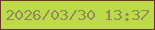 文字の大きさ：3、枠の色：643721、背景の色：bcda49、文字の色：928c5c 無料ブログパーツのブログ時計