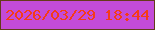 文字の大きさ：1、枠の色：643b1b、背景の色：c34bd9、文字の色：f53b18 無料ブログパーツのブログ時計