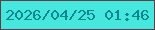 文字の大きさ：4、枠の色：643c45、背景の色：46e7dd、文字の色：0e888e 無料ブログパーツのブログ時計