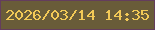 文字の大きさ：5、枠の色：643d5d、背景の色：695c39、文字の色：f2c957 無料ブログパーツのブログ時計