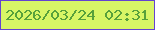 文字の大きさ：1、枠の色：6444d1、背景の色：d8f666、文字の色：57a13b 無料ブログパーツのブログ時計