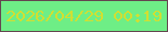 文字の大きさ：5、枠の色：644650、背景の色：6eee86、文字の色：d1df32 無料ブログパーツのブログ時計