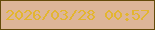 文字の大きさ：5、枠の色：644a09、背景の色：ddb598、文字の色：e3b530 無料ブログパーツのブログ時計