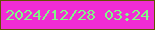 文字の大きさ：1、枠の色：645101、背景の色：f12cd4、文字の色：82f986 無料ブログパーツのブログ時計