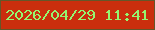 文字の大きさ：3、枠の色：645629、背景の色：ca2e0d、文字の色：95f76f 無料ブログパーツのブログ時計