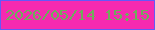文字の大きさ：5、枠の色：6458f8、背景の色：f52ab0、文字の色：6ead5b 無料ブログパーツのブログ時計