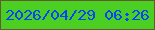 文字の大きさ：5、枠の色：645a31、背景の色：4ccf23、文字の色：0944fa 無料ブログパーツのブログ時計